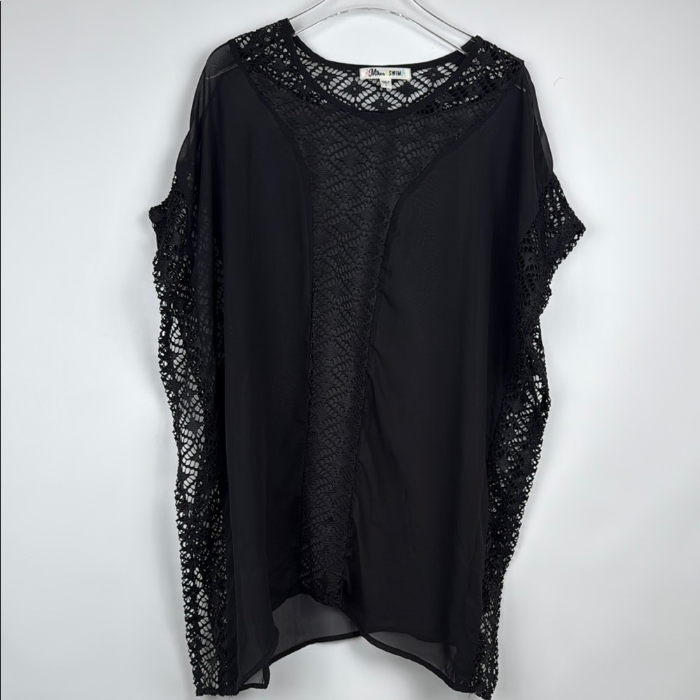 Miken Black Lace Swim Cover Up Size Large